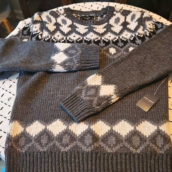 Lucky Brand Men's Gray Fair Isle Patterned Sweater - Picture 1 of 12